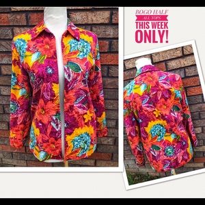 COLDWATER CREEK COTTON JACKET SMALL FLORAL